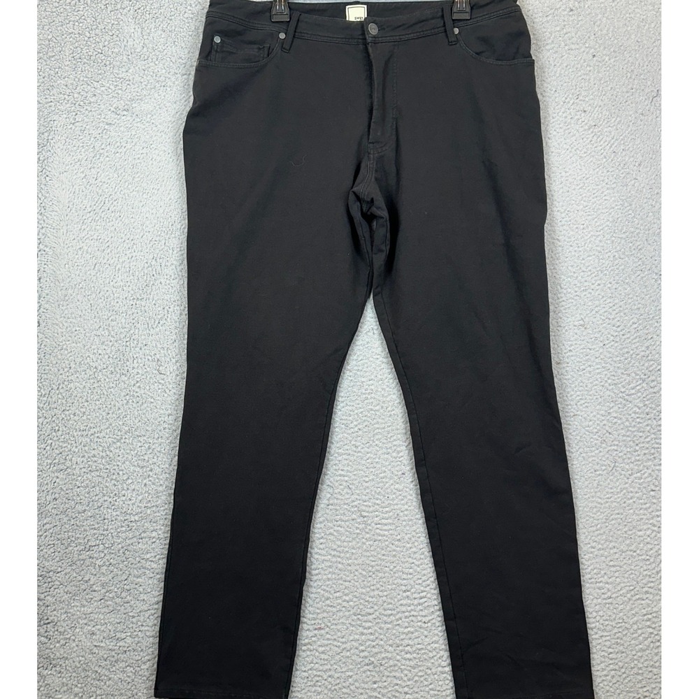 Swet Tailor Pants Mens 36X32 Tailored Fit Black 5-Pocket Chino Stretch Casual